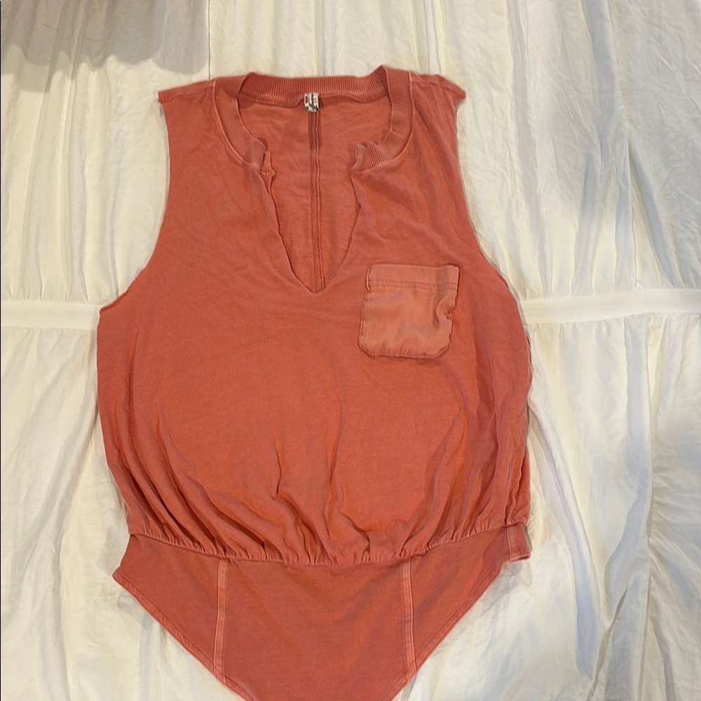 Free People Sleeveless Coral Bodysuit